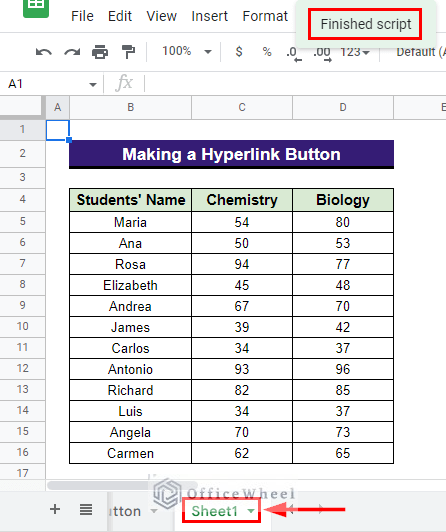 jumps to the specific sheet